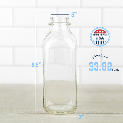 Square farmhouse milk bottle pour spout detail