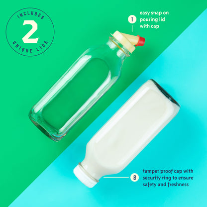 Square milk bottles for batch drinks, set view