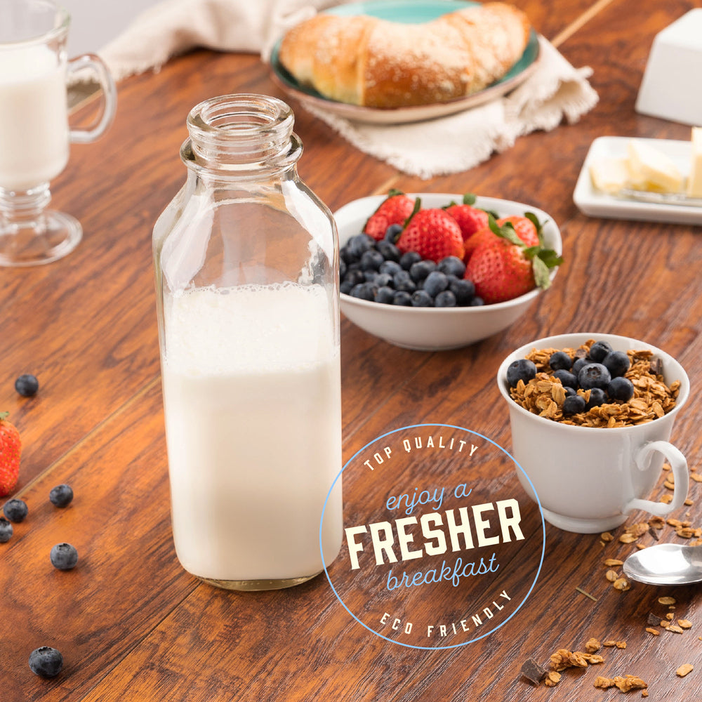 32oz Farmhouse Glass Milk Bottle - Square