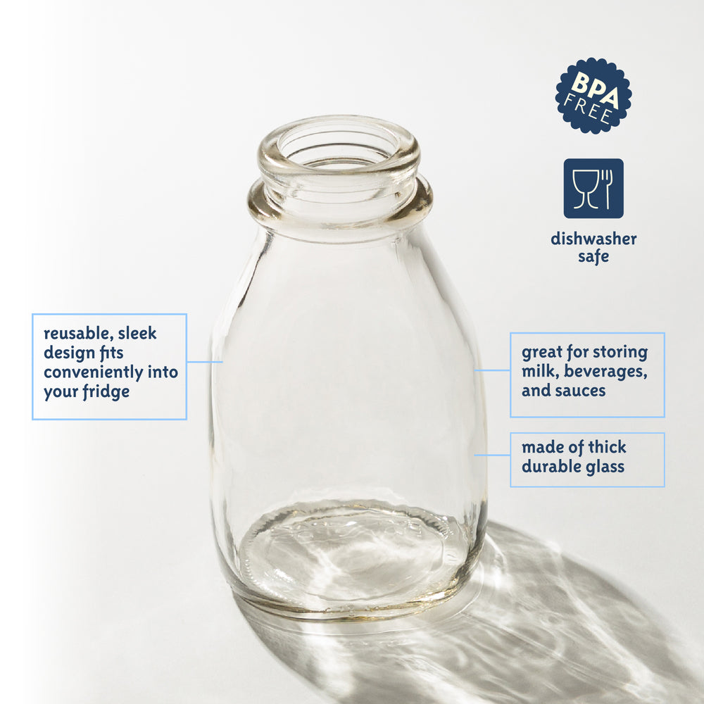 16 oz glass creamer bottle squat farmhouse style