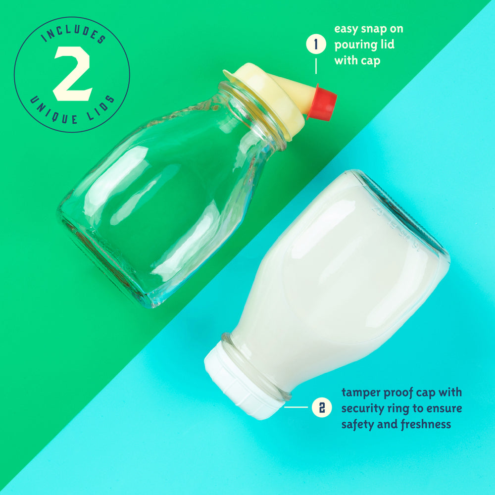 16 oz farmhouse milk bottles set view