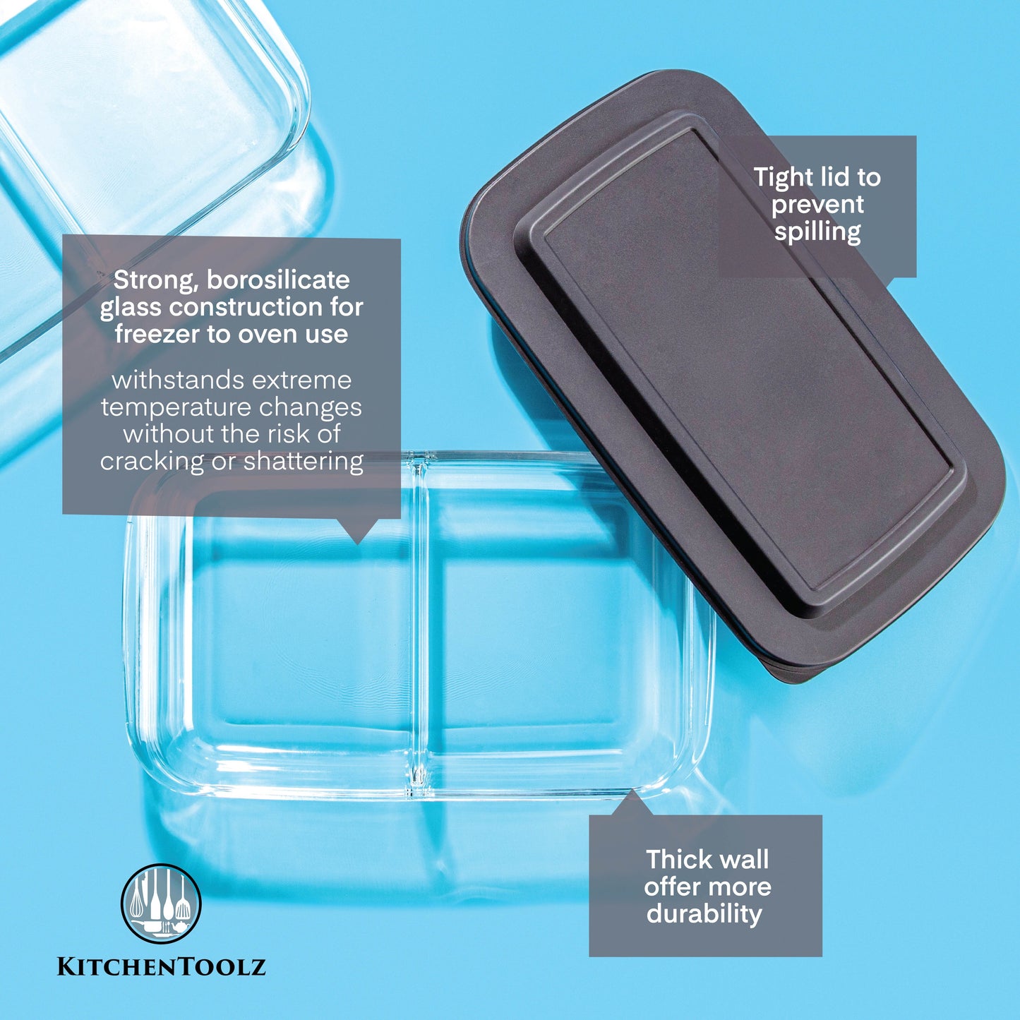 Kitchentoolz divided glass casserole set, view 7