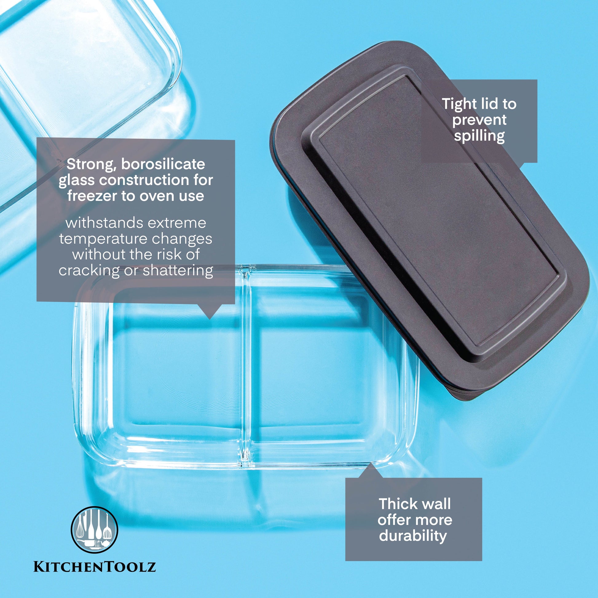 Kitchentoolz divided glass casserole set, view 7