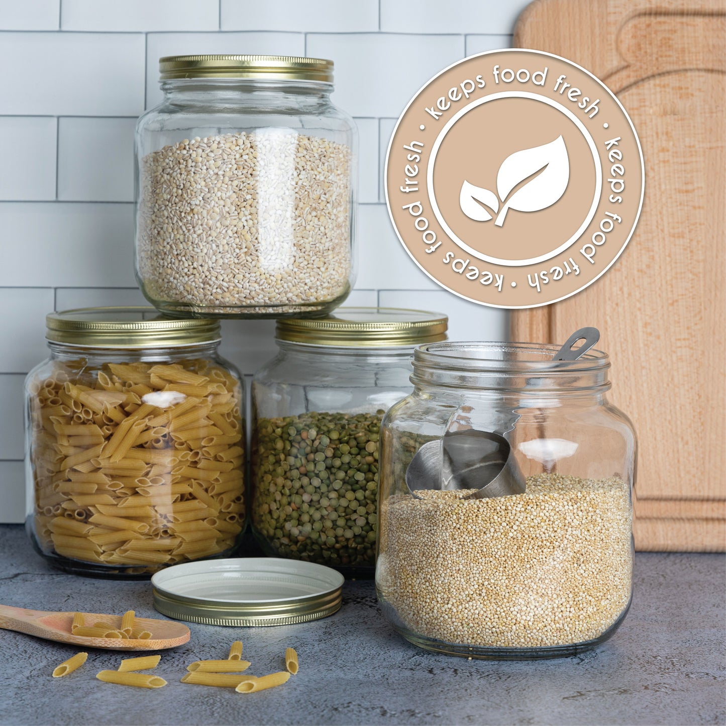 Half gallon wide mouth mason jars for pantry storage