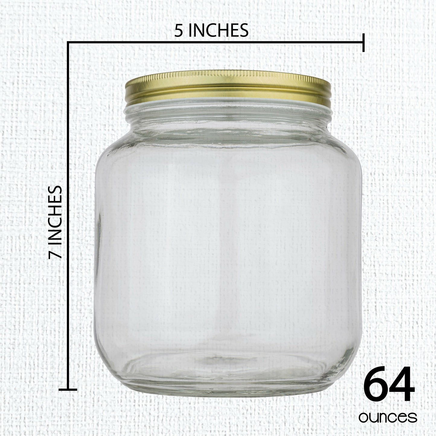 Half gallon glass mason jar wide mouth opening view