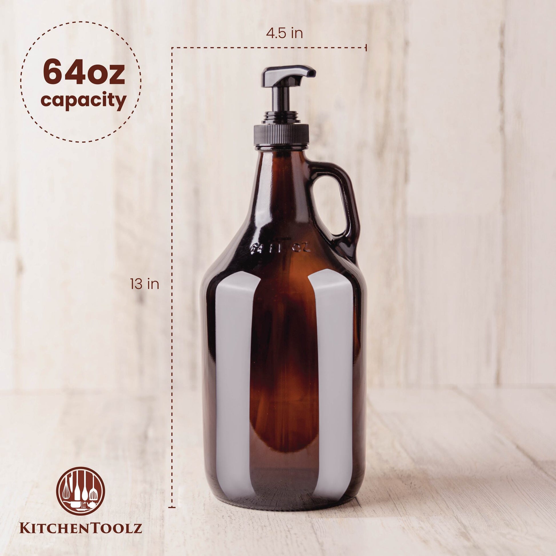 64 oz amber glass pump bottle for bulk soap and shampoo