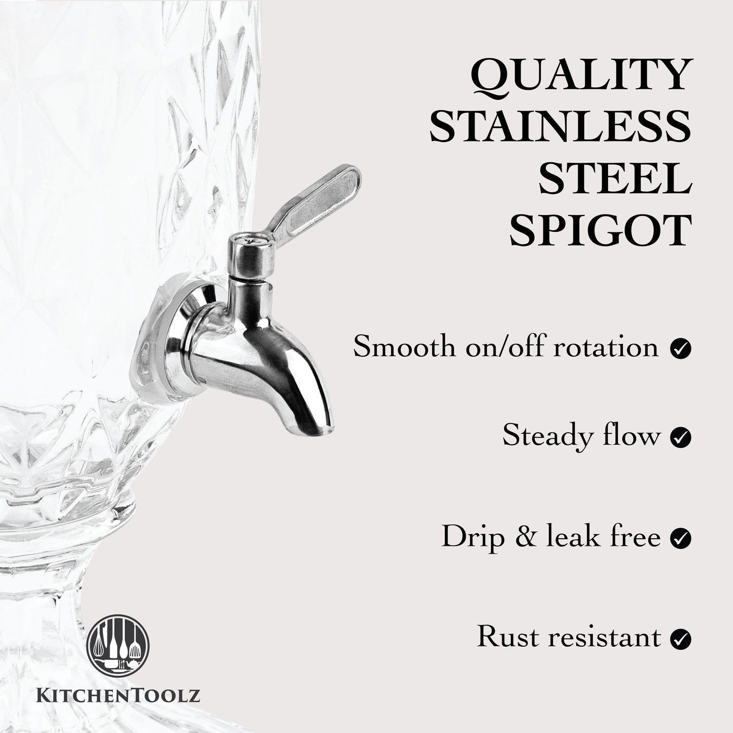 Decorative Glass Pedestal Beverage Dispenser with Stainless Steel Spigot