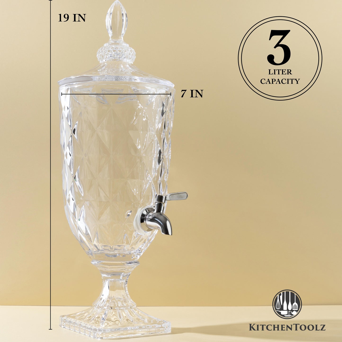 Pedestal beverage dispenser pressed glass pattern