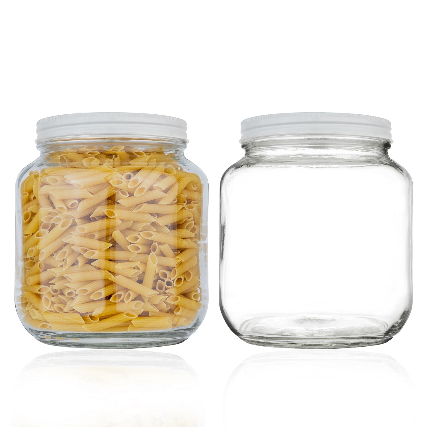 Half Gallon Glass Mason Jar Wide Mouth - White Metal Lids