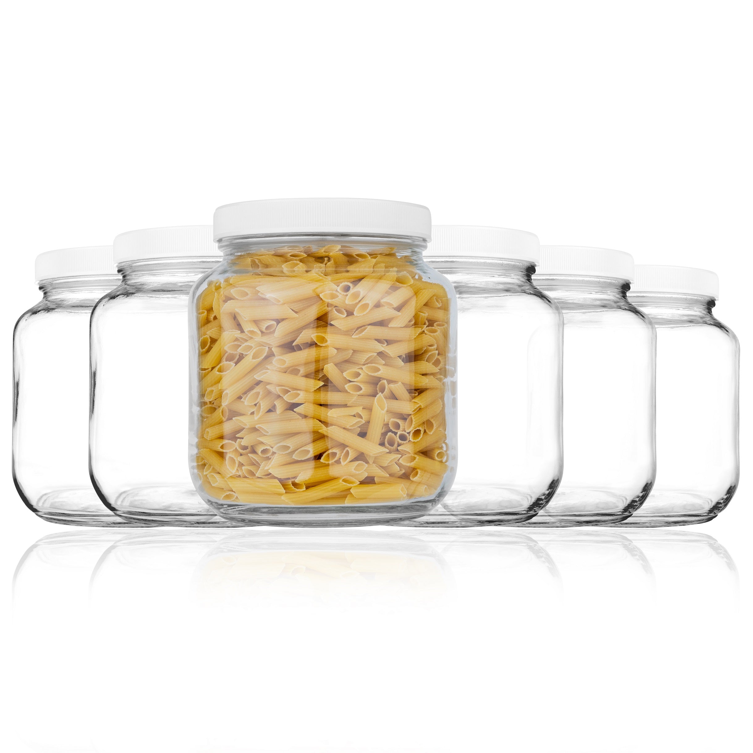 64 Oz Glass Jar with Plastic Airtight Lid (4 Pack) - Includes 6