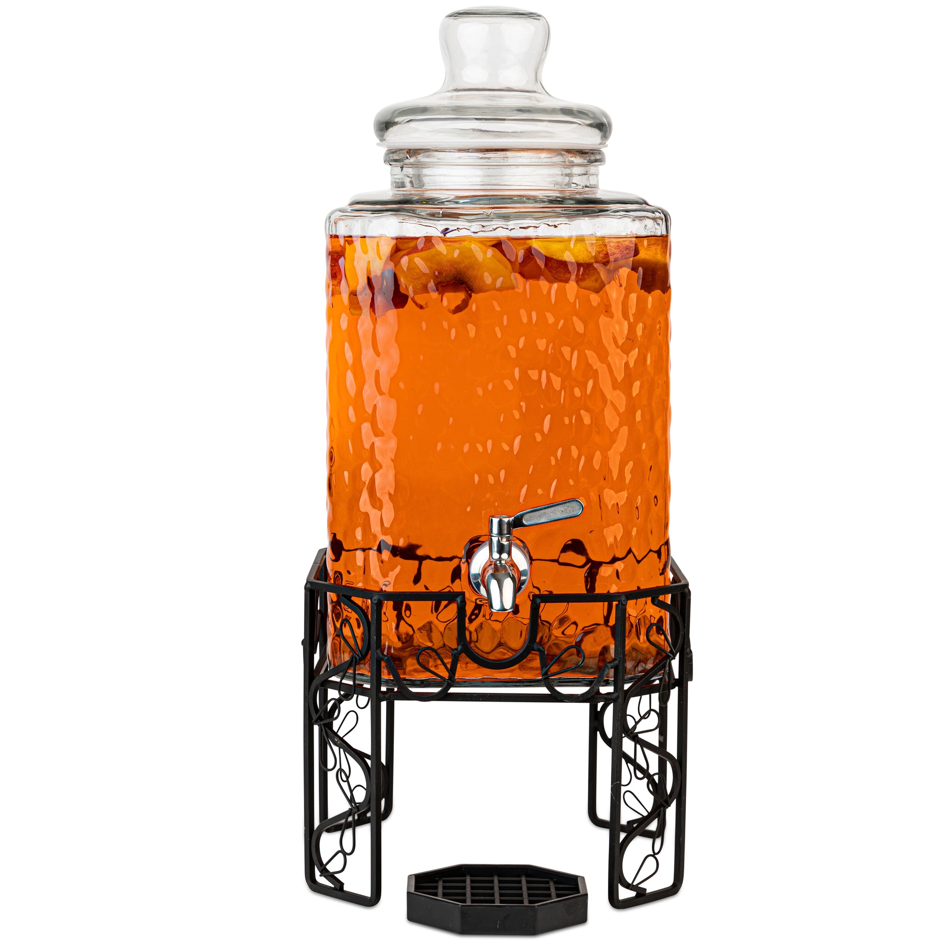 2.5 gallon Moroccan glass beverage dispenser with stainless spigot