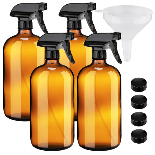 32 oz amber glass spray bottles with funnel