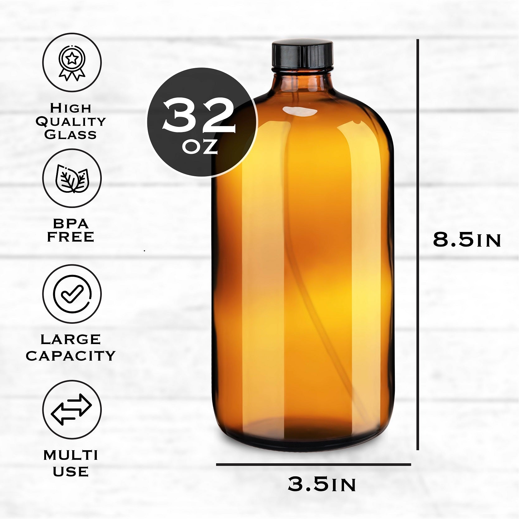 Amber glass cleaning spray bottle, view 7