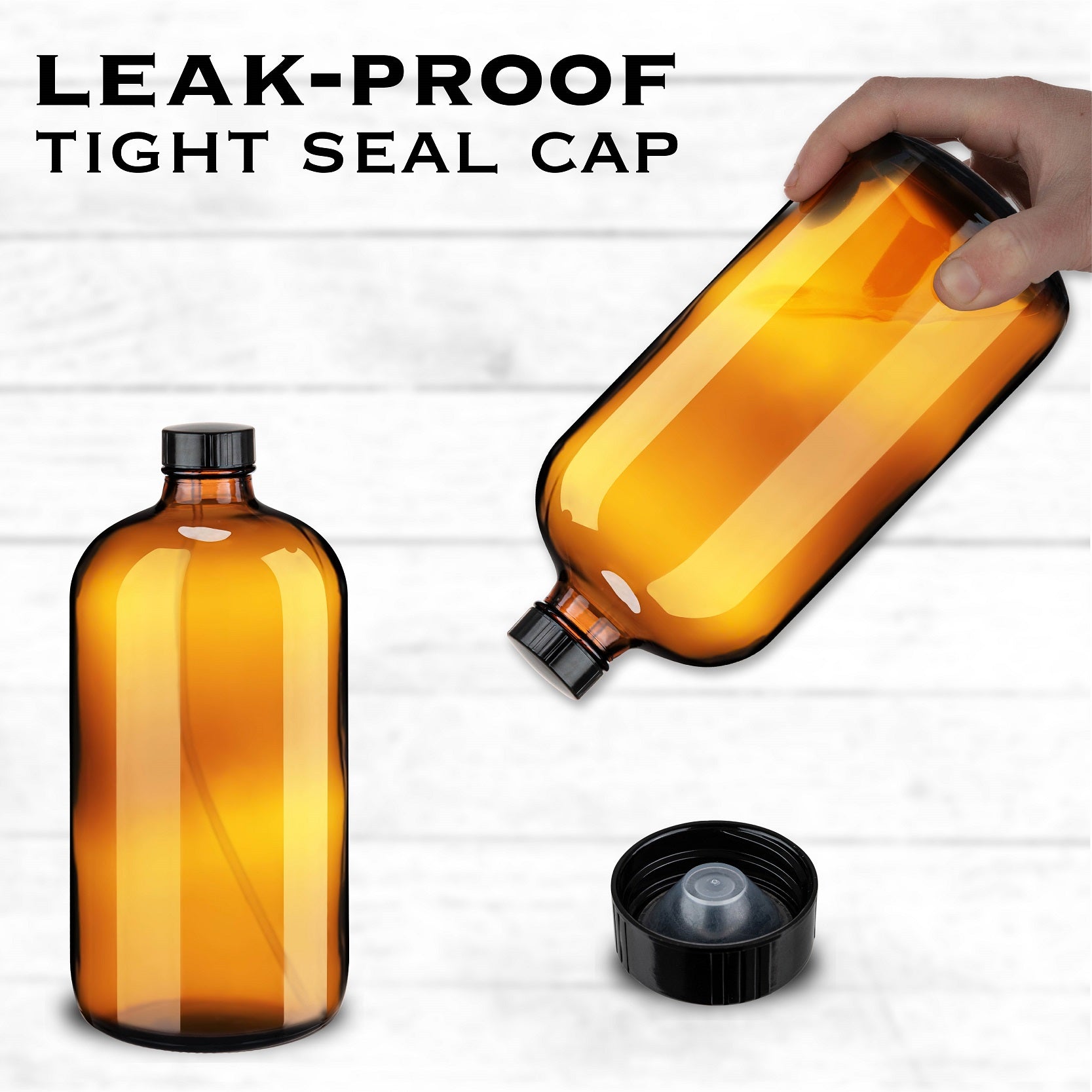Amber spray bottle with funnel for refills