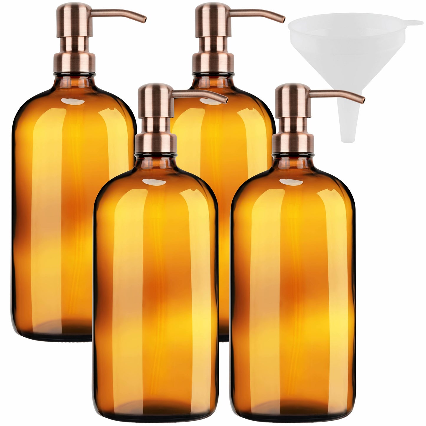 32 oz amber metal pump bottles, set view