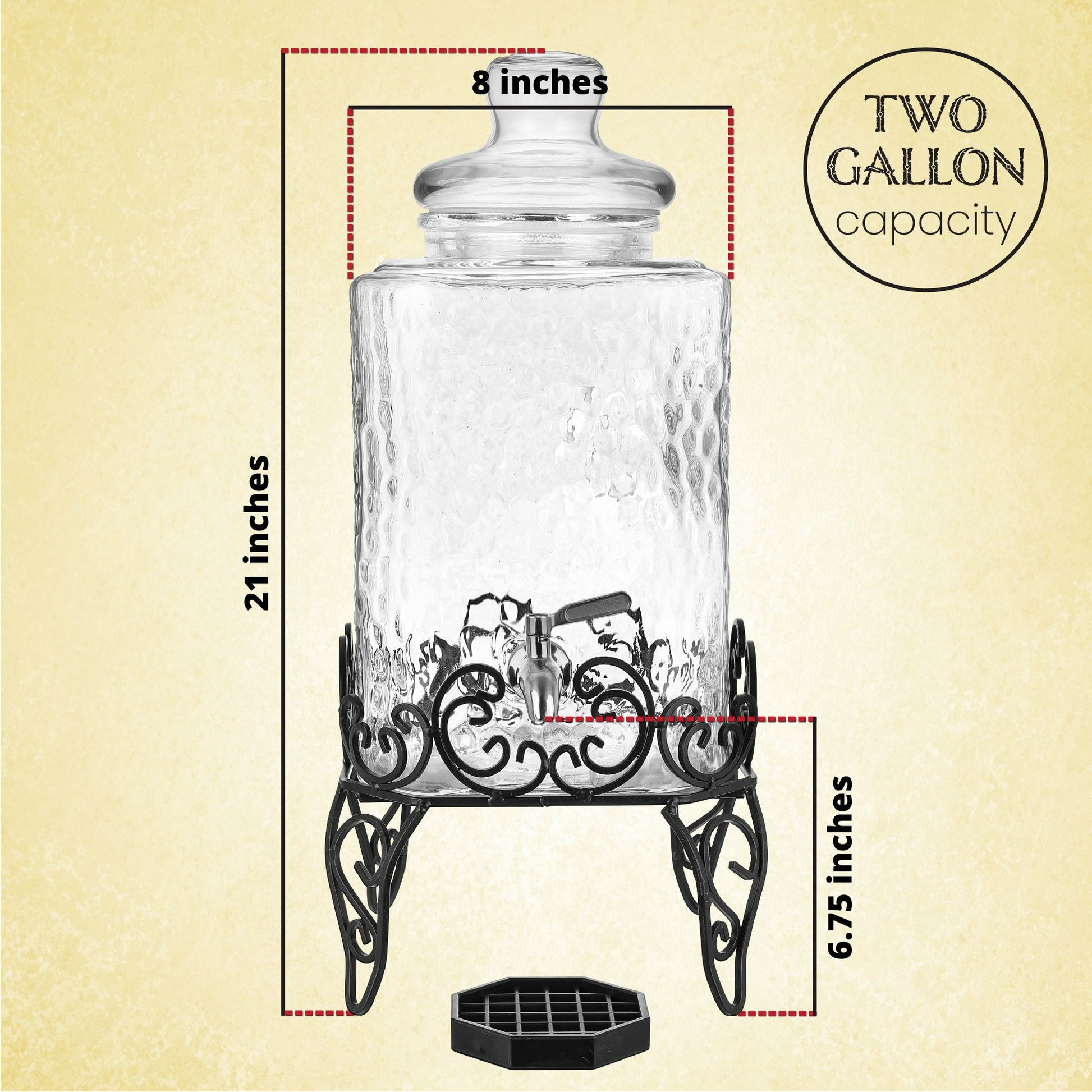 Hungarian pattern glass dispenser at party table