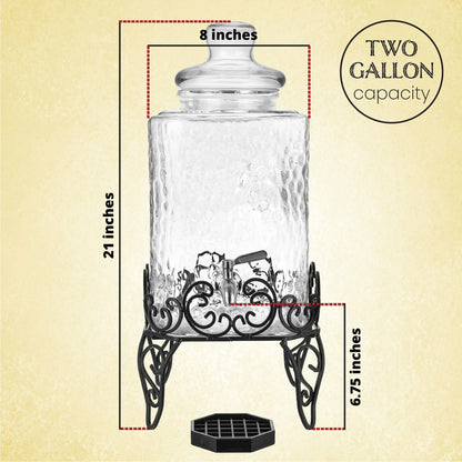Hungarian pattern glass dispenser at party table