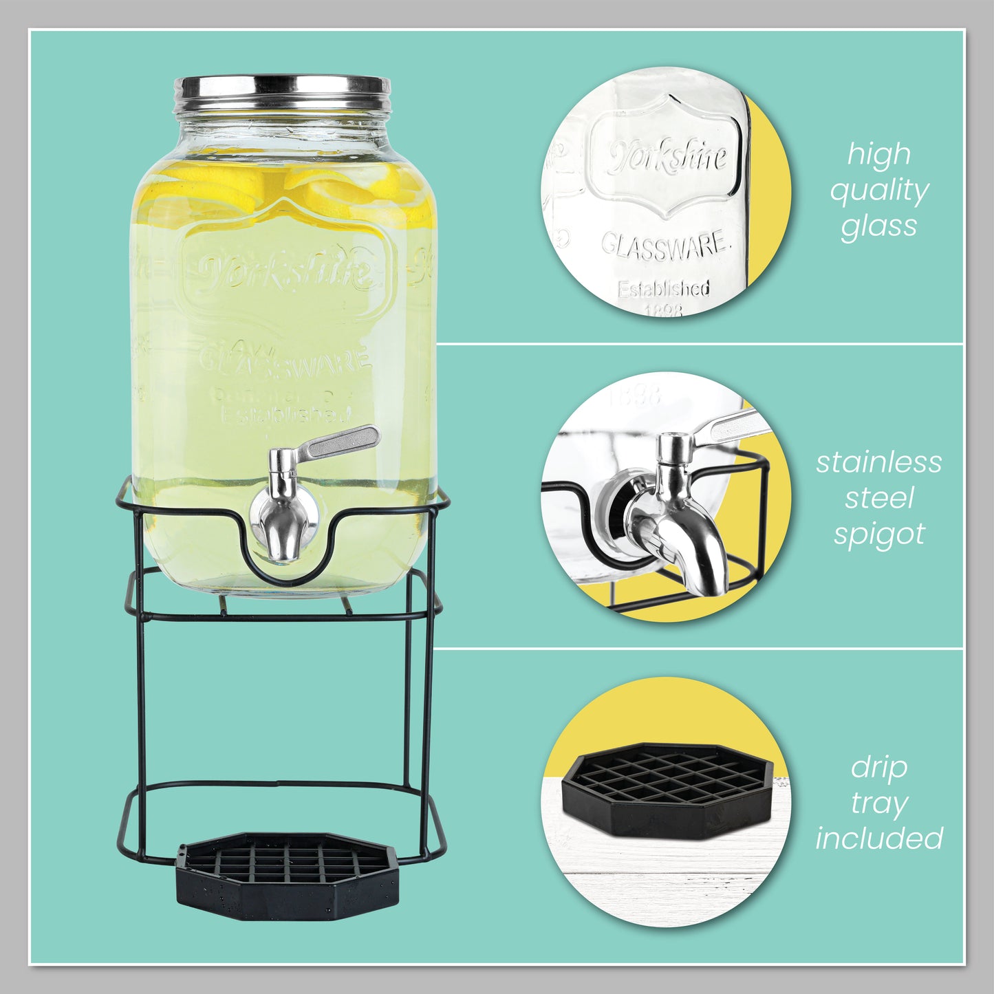 1.5 Glass Gallon Dispenser with Stand - Deco – Kitchentoolz