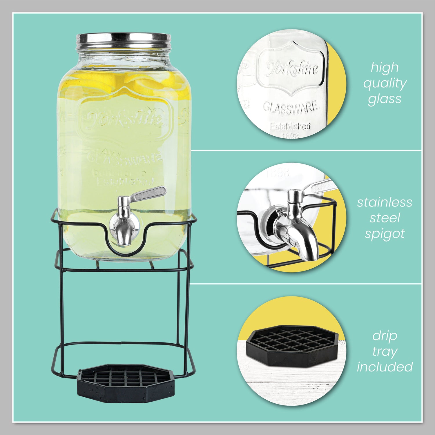 1 Gallon Glass Dispenser - Hammered Glass – Kitchentoolz