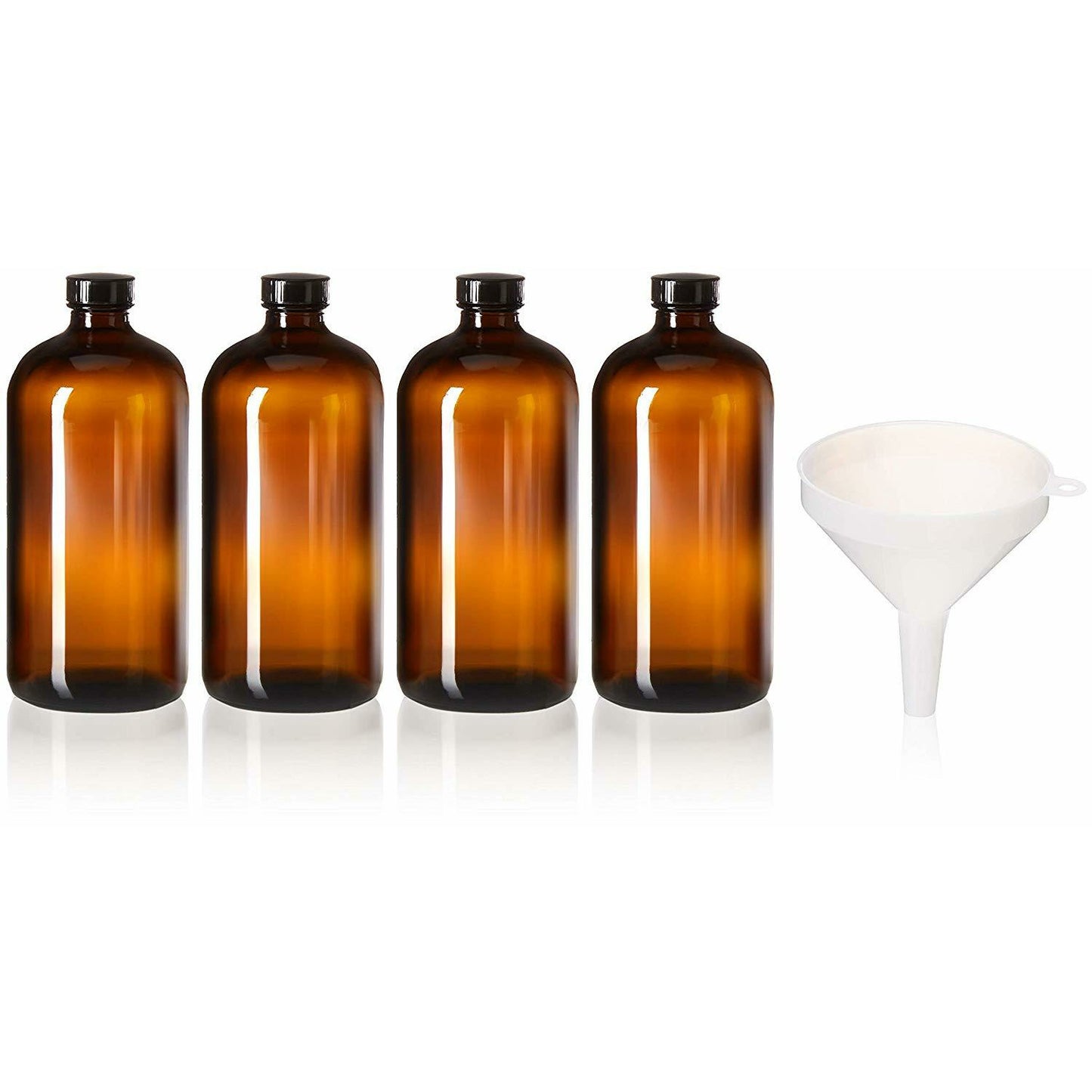 32 oz amber glass growler set with filling funnel
