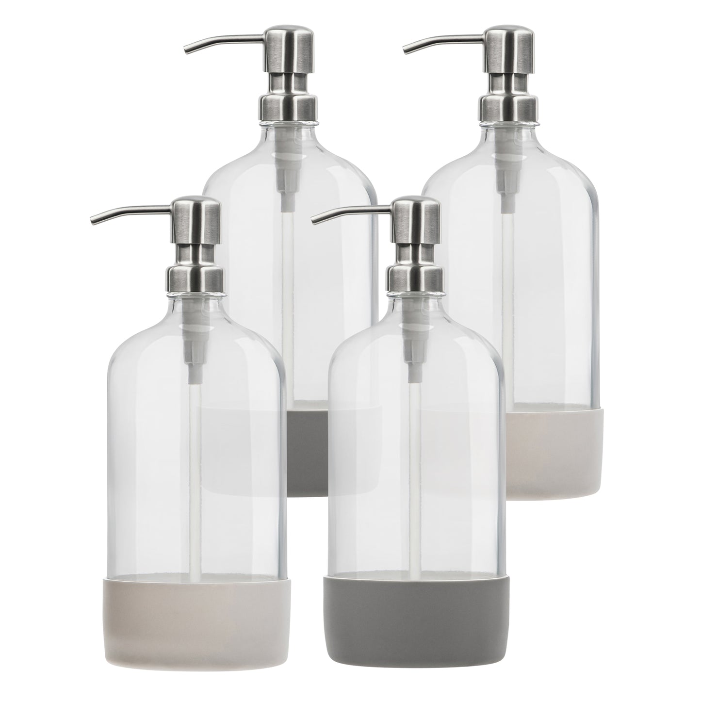 Clear glass pump bottles silicone base, view 8