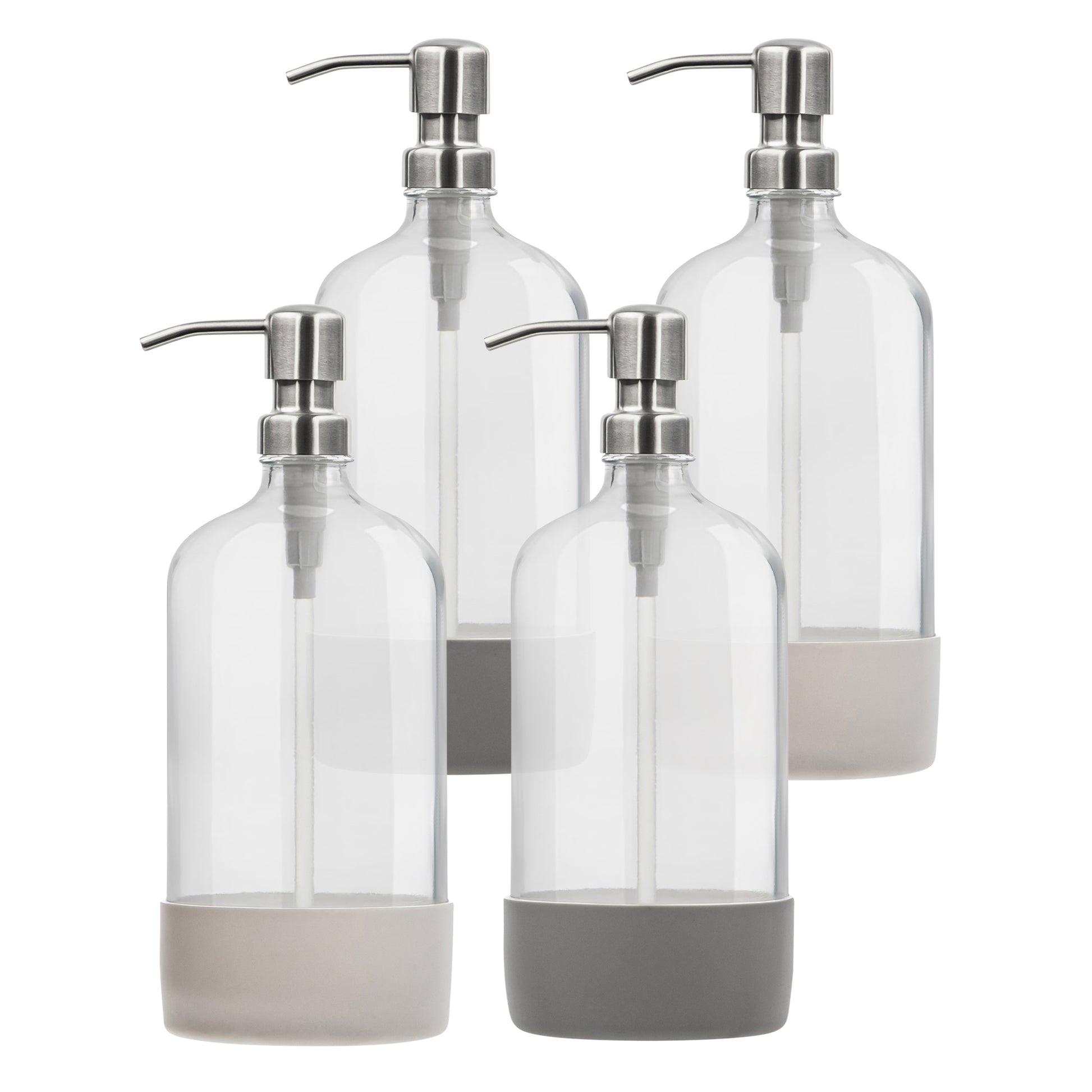 Clear glass pump bottles silicone base, view 8