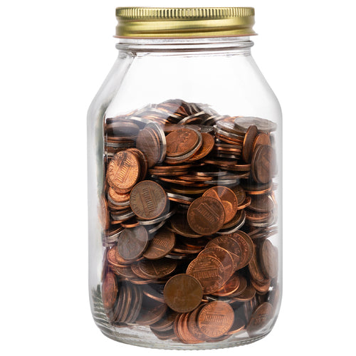32 oz glass tip jar with slotted lid