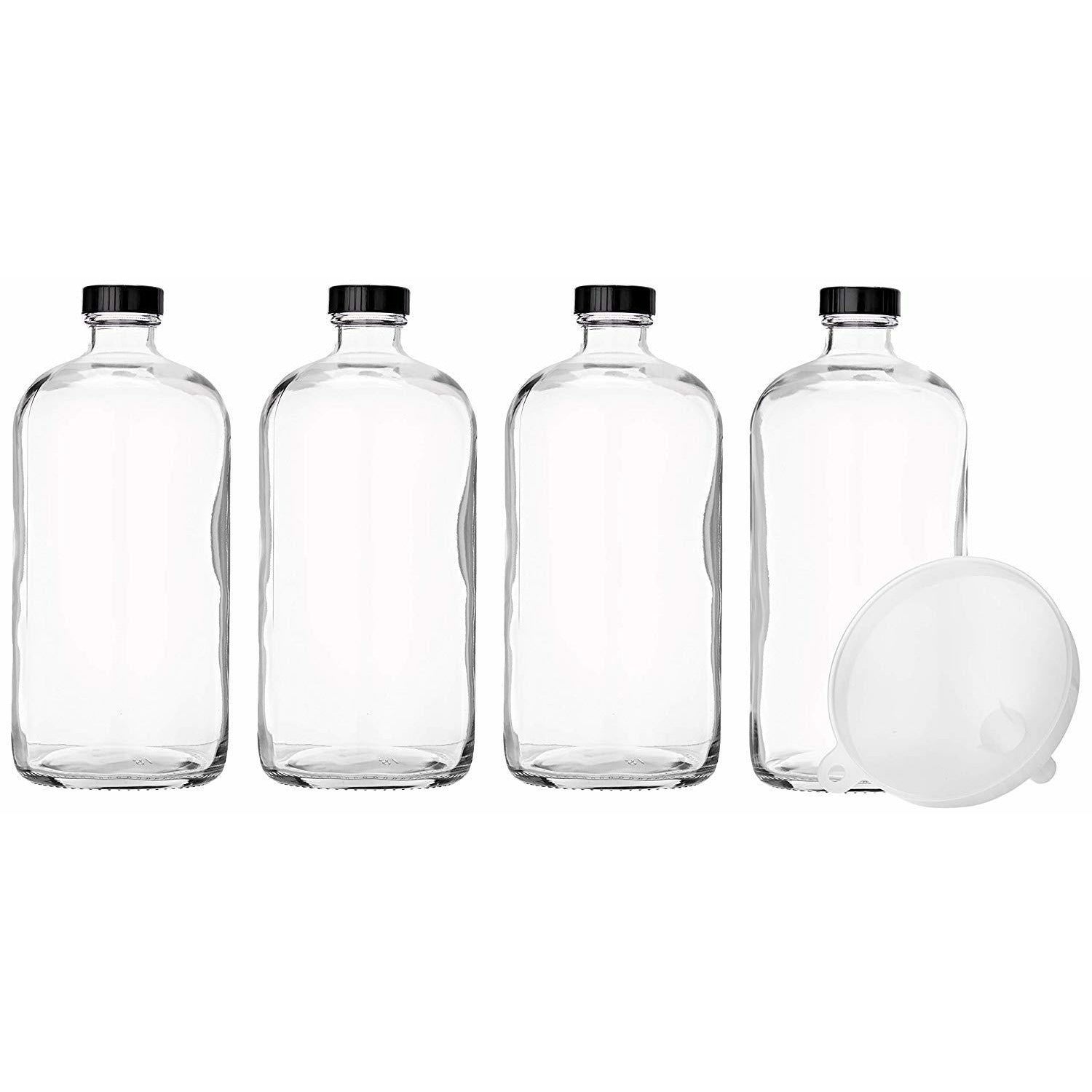32 oz clear glass growler set with filling funnel