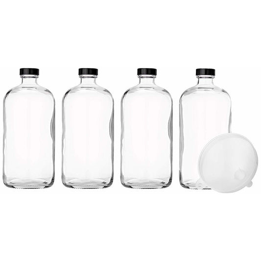 32 oz clear glass growler set with filling funnel