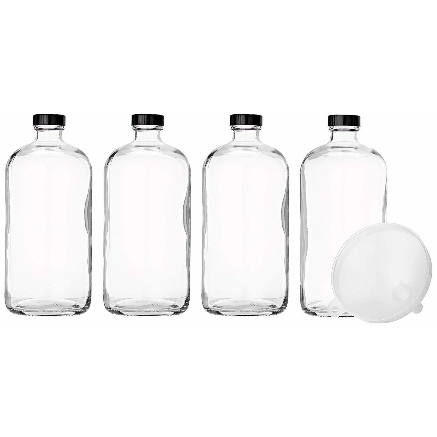 32oz Boston Round Glass Growler with Funnel - Clear